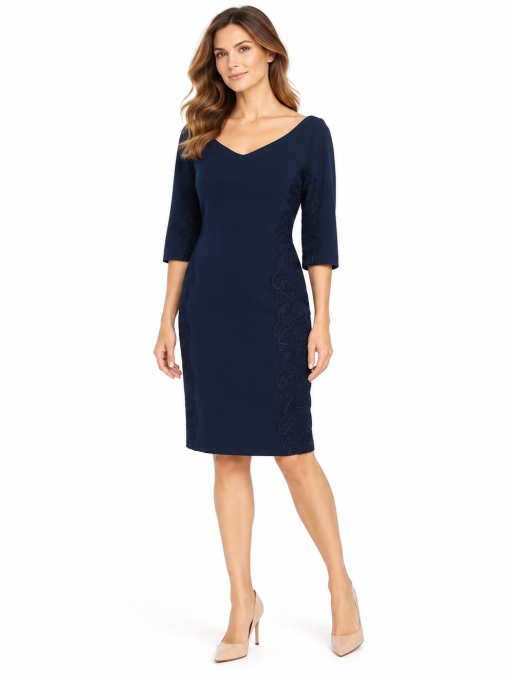 Lafayette 148 Navy Blue Sheath Dress Size 6